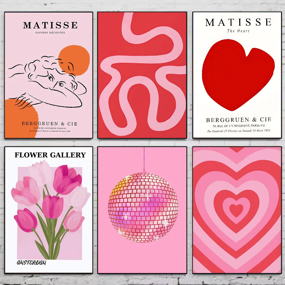 Abstract Pink Matisse Floral Art Poster | Waterproof Wall Décor Art Wall Poster Peaceful Pleasures Health and Wellness