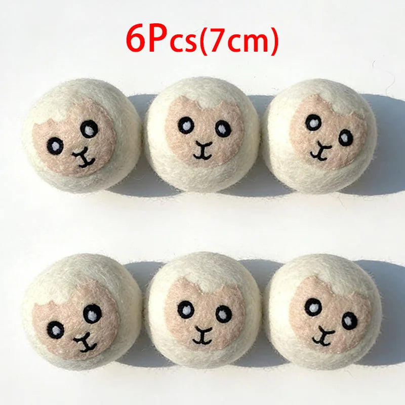 6Pcs XL size Reusable Wool Dryer Balls Clothes Softener Laundry Fleece Dryer Ball Kit Home Clothes Dryer Washing Machine Peaceful Pleasures Health and Wellness 6PCS White lamb-Cott