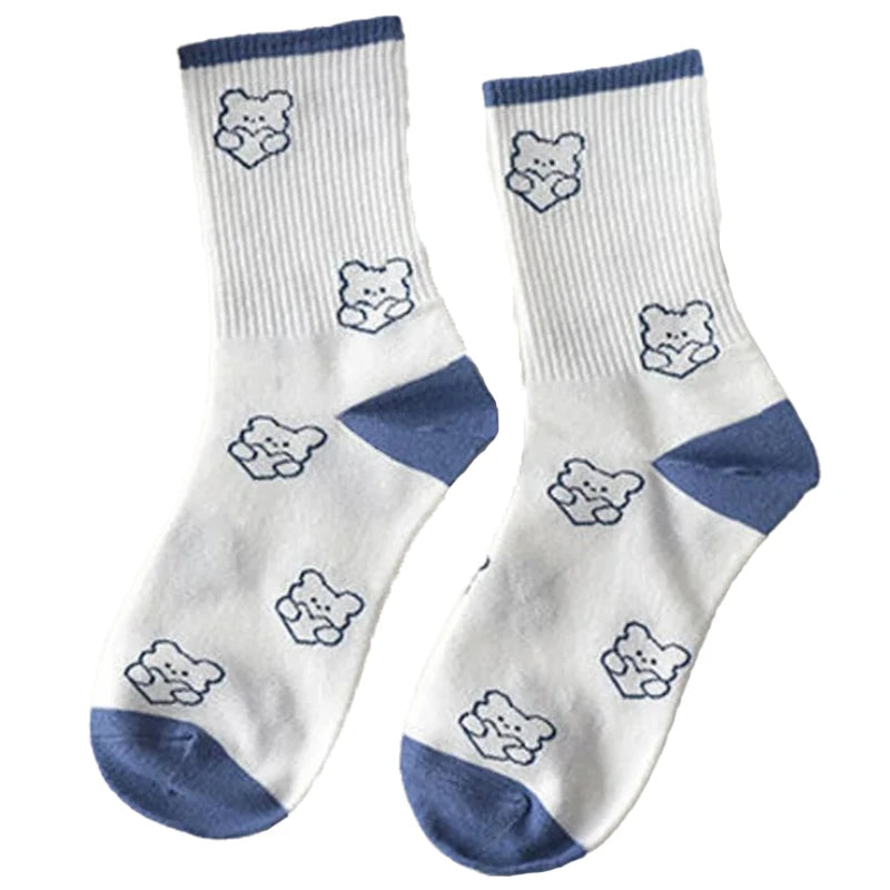 Women's Socks Warm Socks In Autumn and Winter Blue Socks Students High-top Striped Checkered Sports Stockings Peaceful Pleasures Health and Wellness