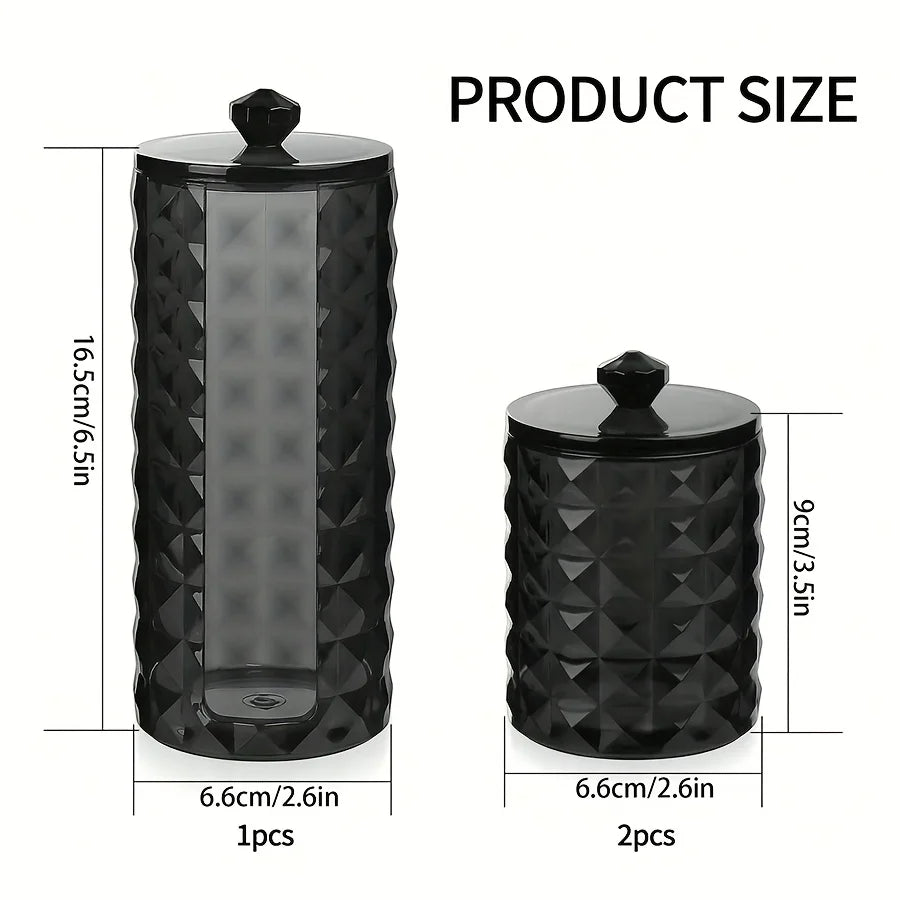 Acrylic Q-tip Holder & Cotton Ball Storage Jars – 3-Pack Bathroom Organizer with Lid