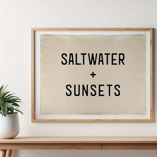 Saltwater & Sunsets Minimalist Quote Canvas Wall Art Print Canvas Wall Art Print Peaceful Pleasures Health and Wellness G4733 21x30cm Unframed