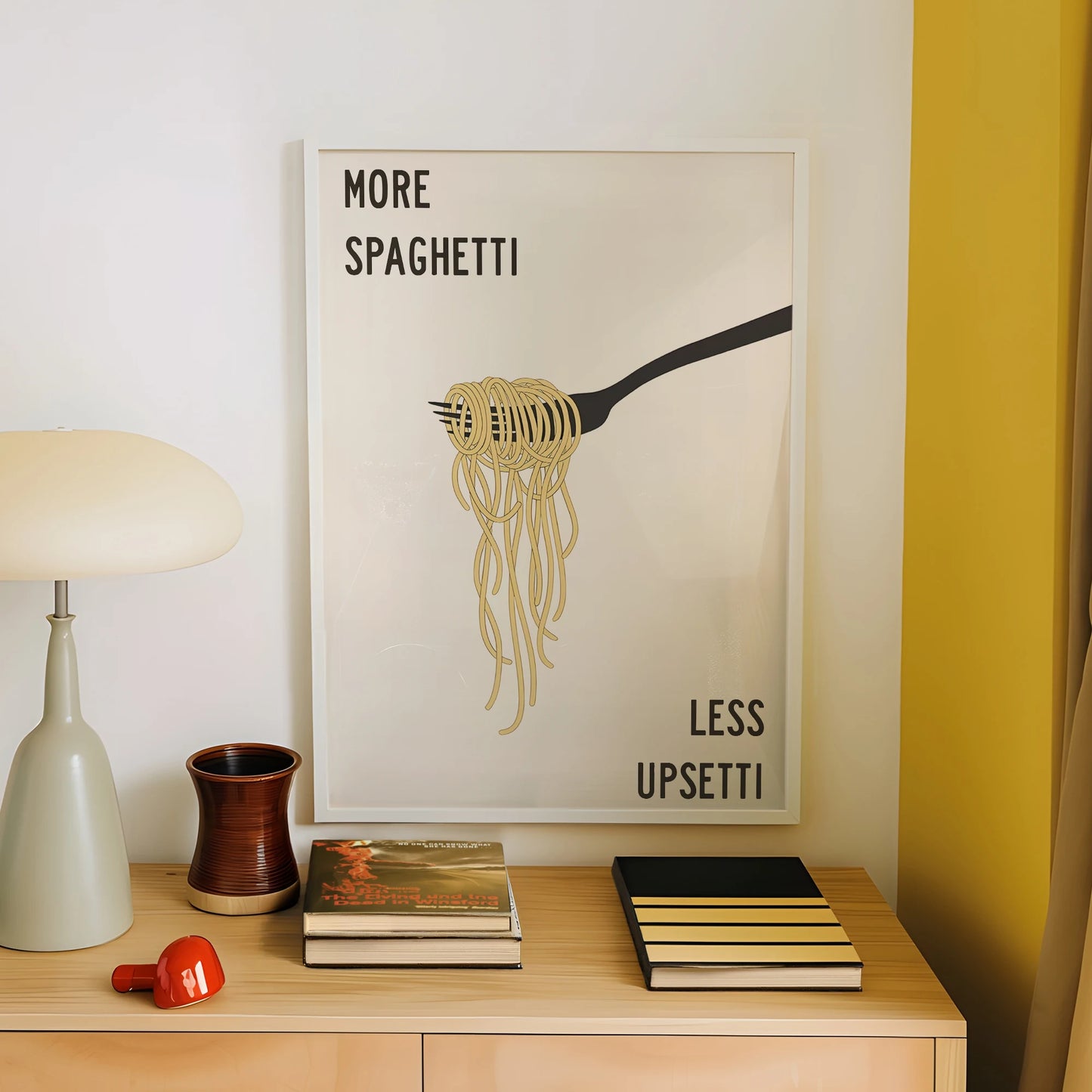 More Spaghetti Less Upsetti Funny Kitchen Canvas Wall Art