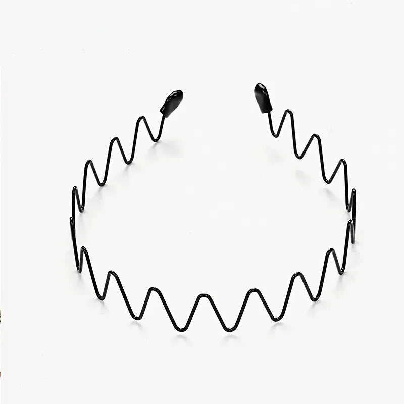 Fashion Metal Hair Band Men Women Unisex Black Waved Head Hoop Sports