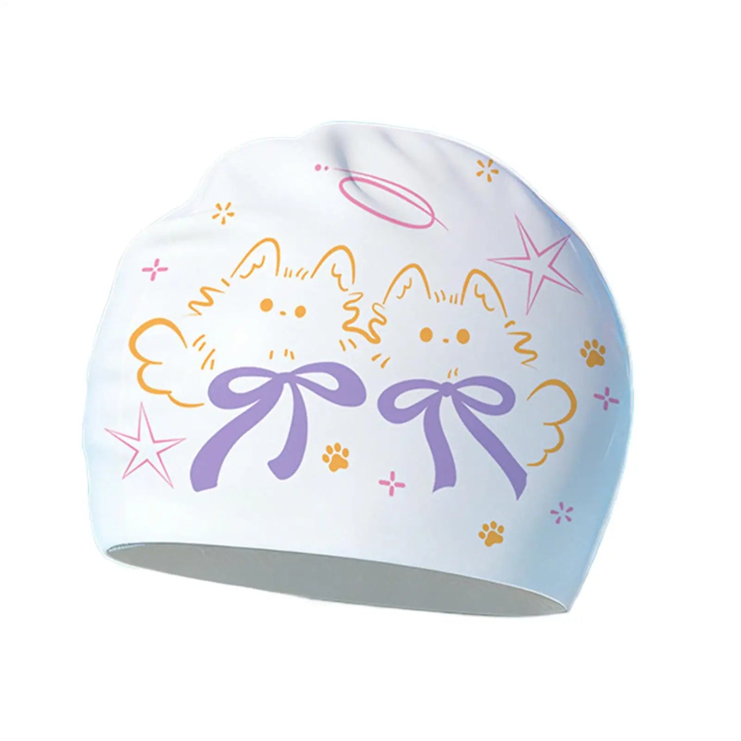 Women's Printed Silicone Swim Cap – Large, Long Hair & Ear Cover