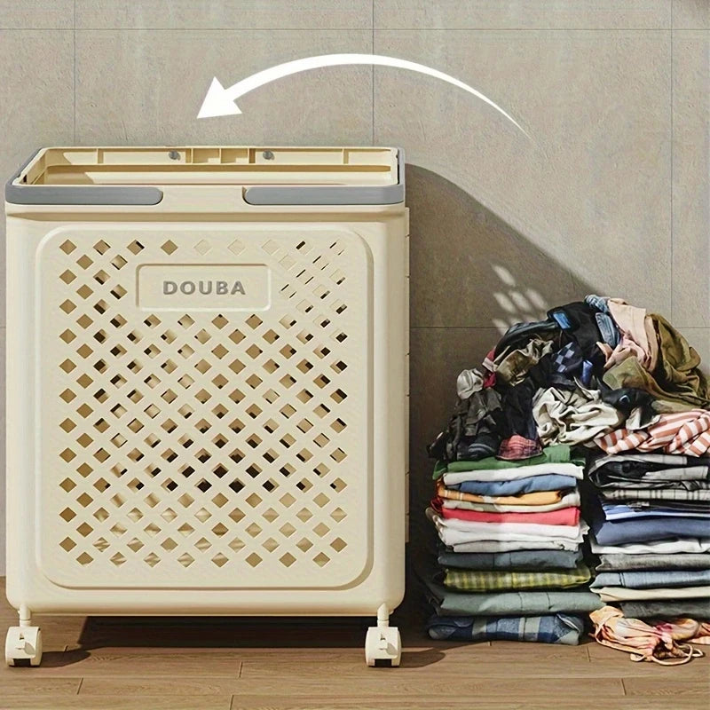 Foldable Storage Basket with Wheels & Handles | Rolling Bin