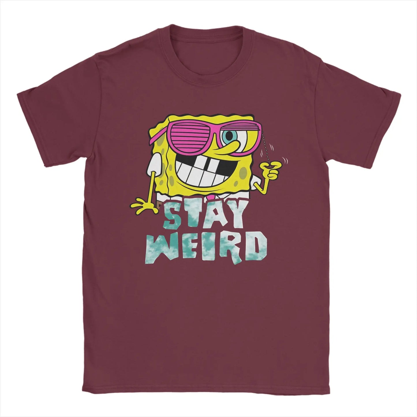 S-Spongebobs T Shirt Summer Stay Weird Pure Cotton T Shirts For Men Popular Casual Tshirt Short Sleeve Awesome Top Tees Peaceful Pleasures Health and Wellness