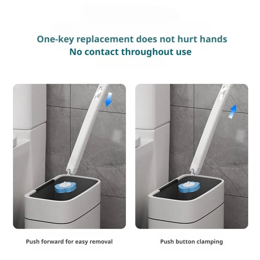 Integrated Toilet Brush Automatic Clamshell Clean Brush With Base Disposable Toilet Brush Set Lemon Lavender Cleansing Tablets Peaceful Pleasures Health and Wellness