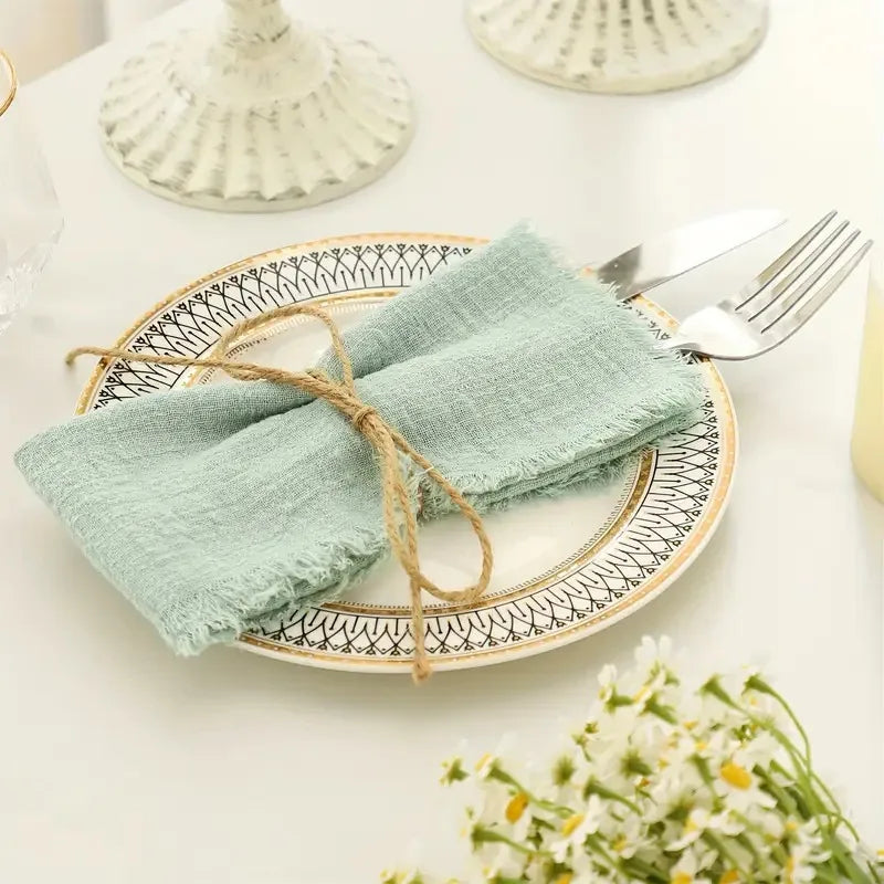 Cotton Fringed Napkins for Weddings, Dinners & Events | 32×32cm