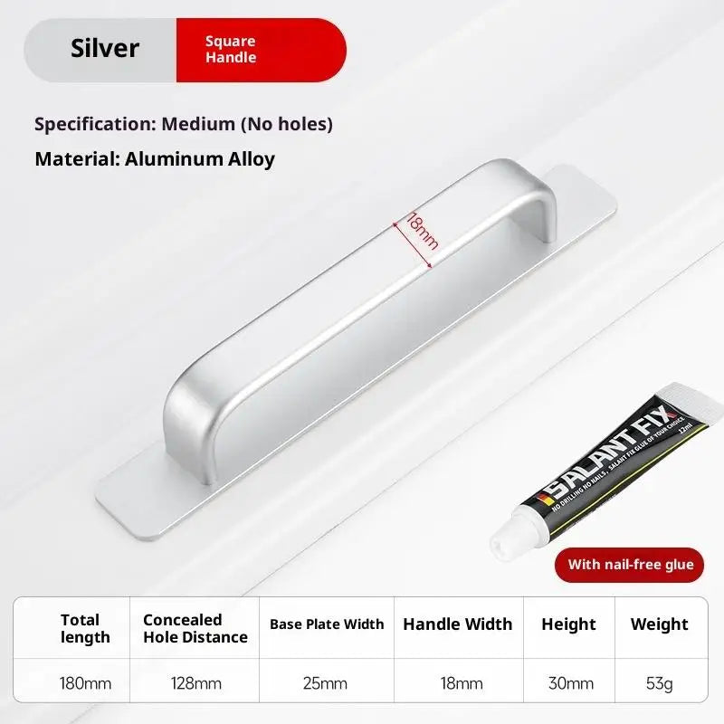 Drill-Free Adhesive Aluminum Door Handle for Sliding Doors