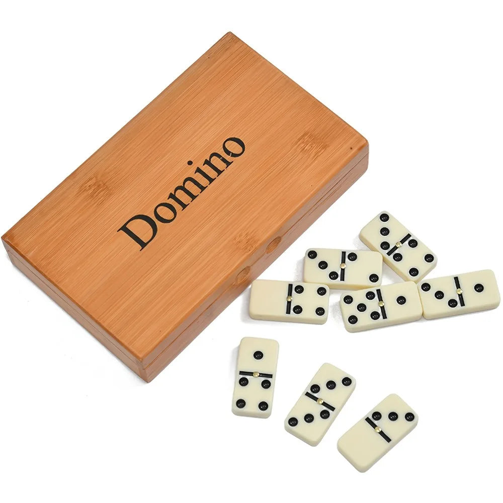 Premium Wooden Domino Game Set, 28PCS Classic Double Six Dominoes for Family Block & Draw Travel & Portable Table Game Peaceful Pleasures Health and Wellness