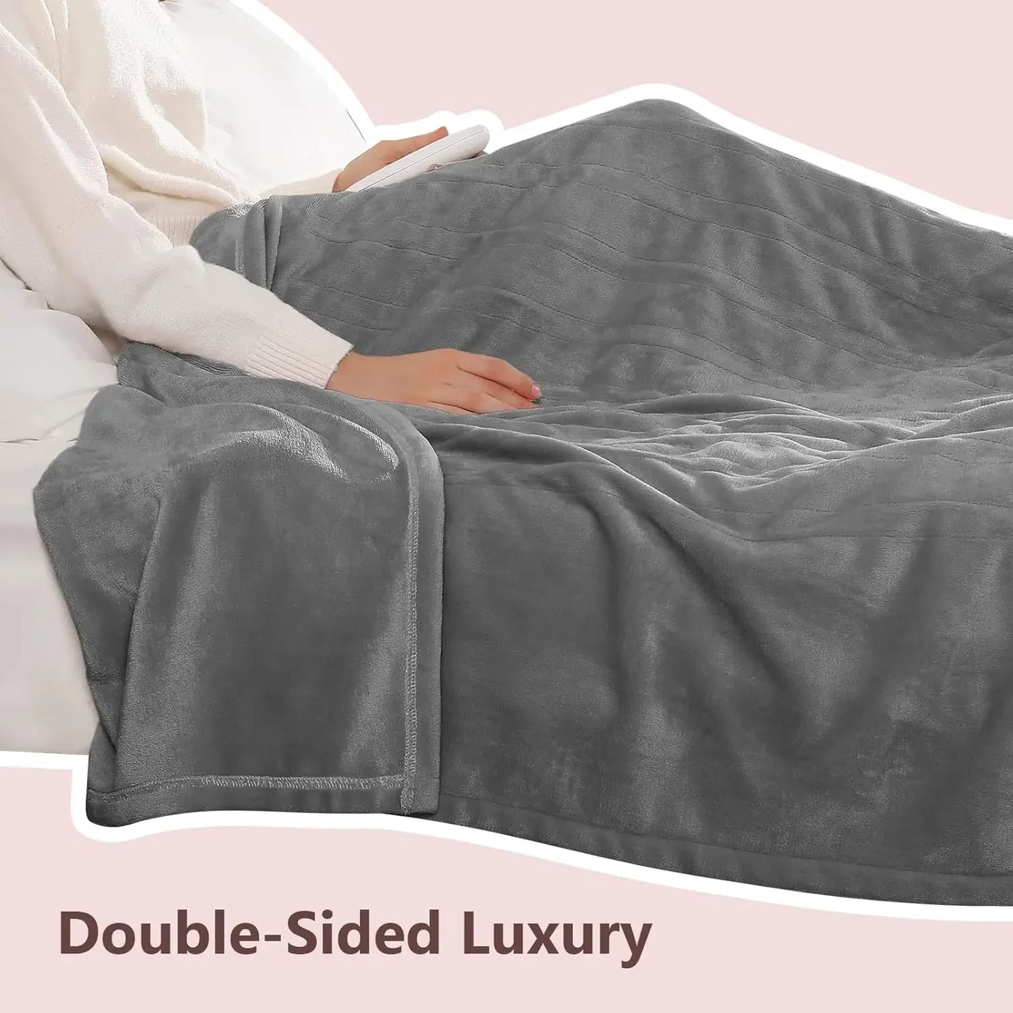 Queen Electric Heated Blanket | Dual Controllers & Auto Shut-Off Peaceful Pleasures Health and Wellness