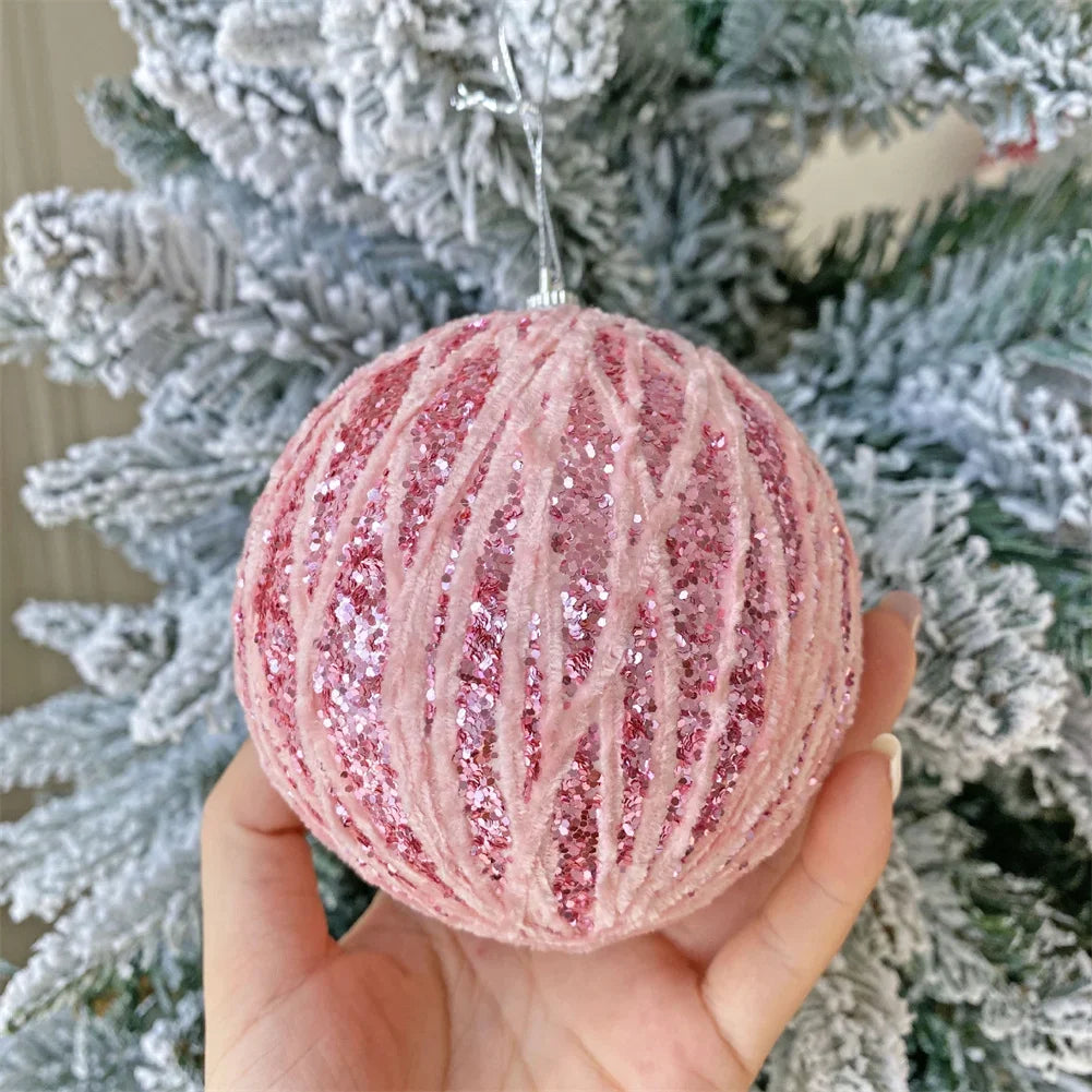 Pink Foam Christmas Ball Ornament 10cm | Holiday & Wedding Decor