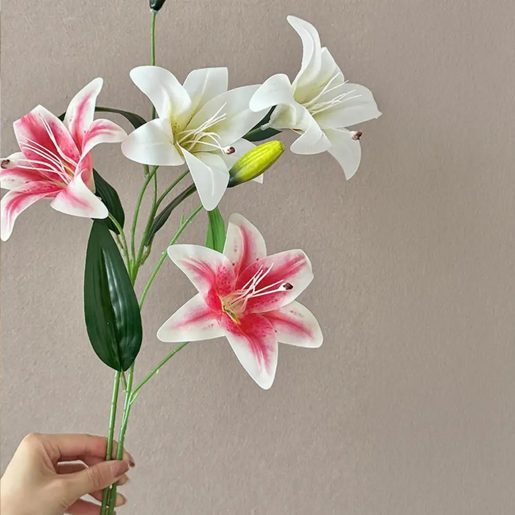 Silk Artificial Lily Bouquet | Faux Flowers for Wedding & Home