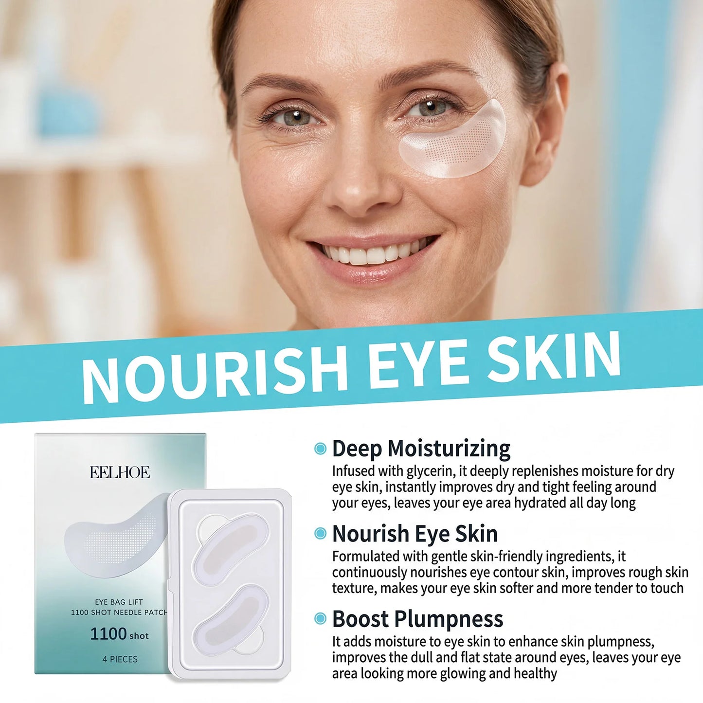 Dissolving Microneedle Eye Patches – Hyaluronic Acid & Collagen
