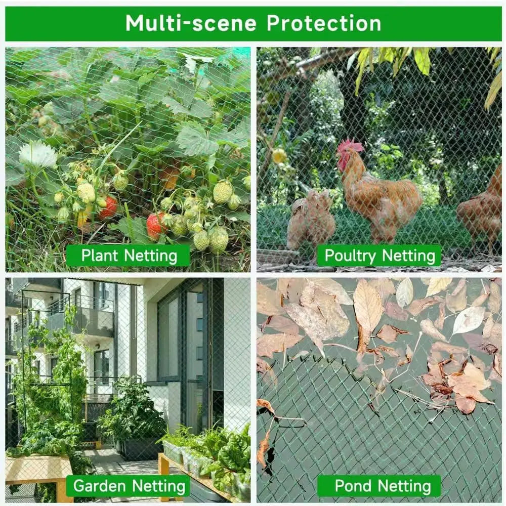 Garden Netting Green Woven Mesh Protect Plants Fruits Flowers Trees stretch Fencing Durable Net stops Birds Deer Animals Peaceful Pleasures Health and Wellness