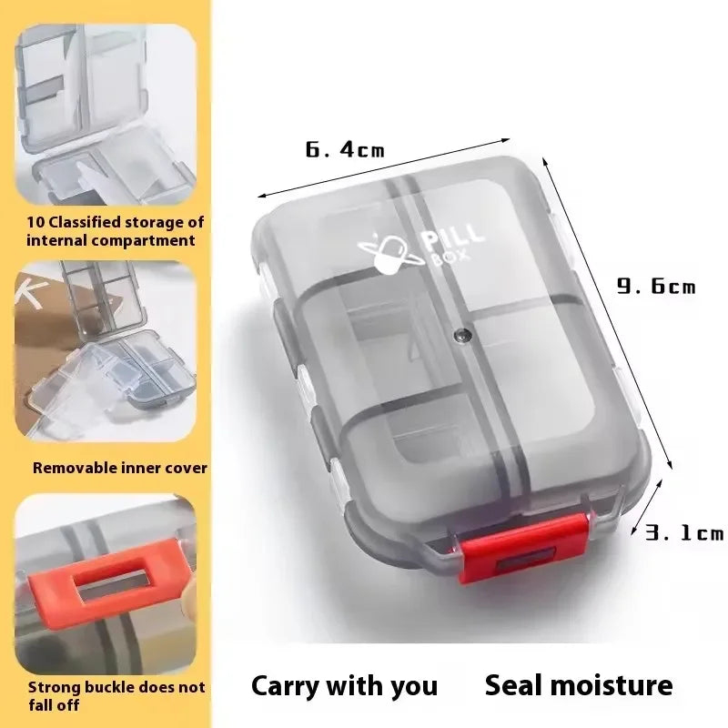 10 Compartments Travel Pill Organizer Pocket Portable Pill Storage Box Case Daily Pill Container or Purse Fish Oil Medicine Peaceful Pleasures Health and Wellness