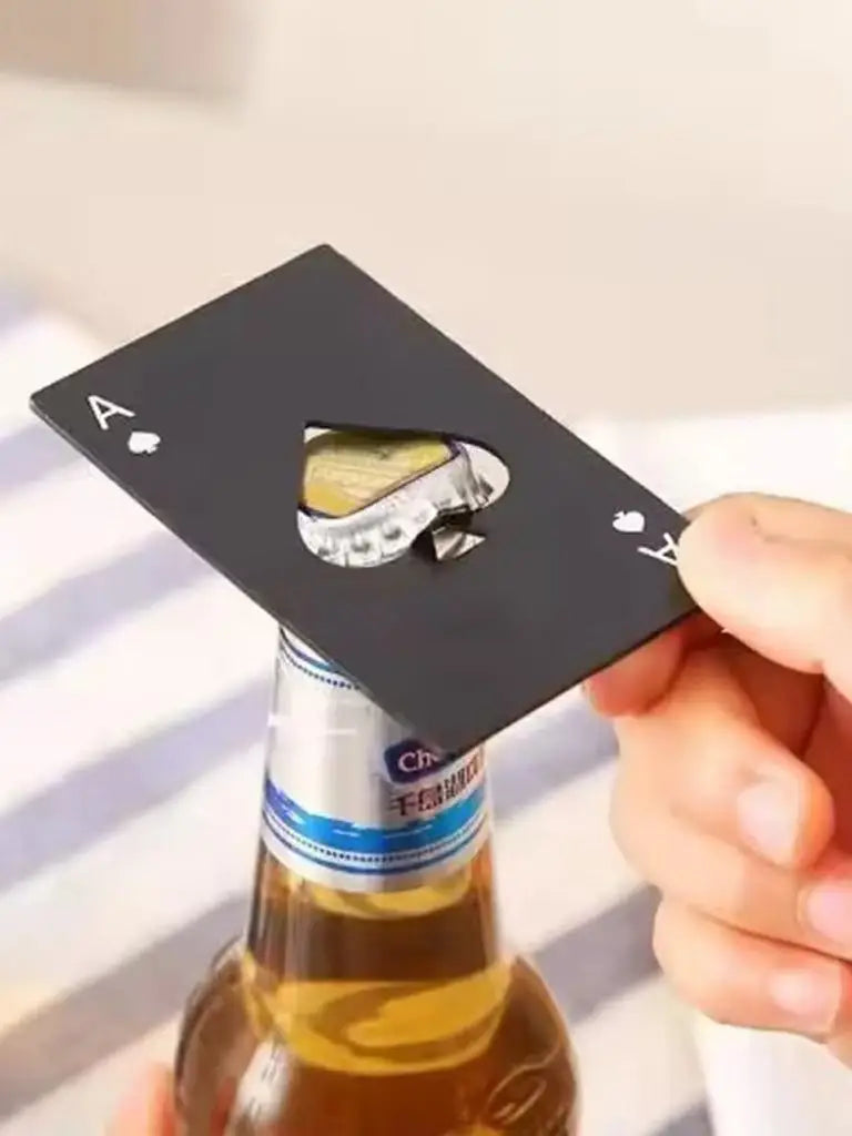 Stainless Steel Playing Card Bottle Opener | Spades Bar Tool