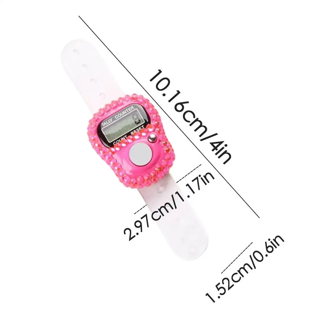 1Pcs Finger Clickers For Counting LCD Display Number Clicker Counter LCD Screen Number Tracking Record Ring Clicker Maker Peaceful Pleasures Health and Wellness Pink