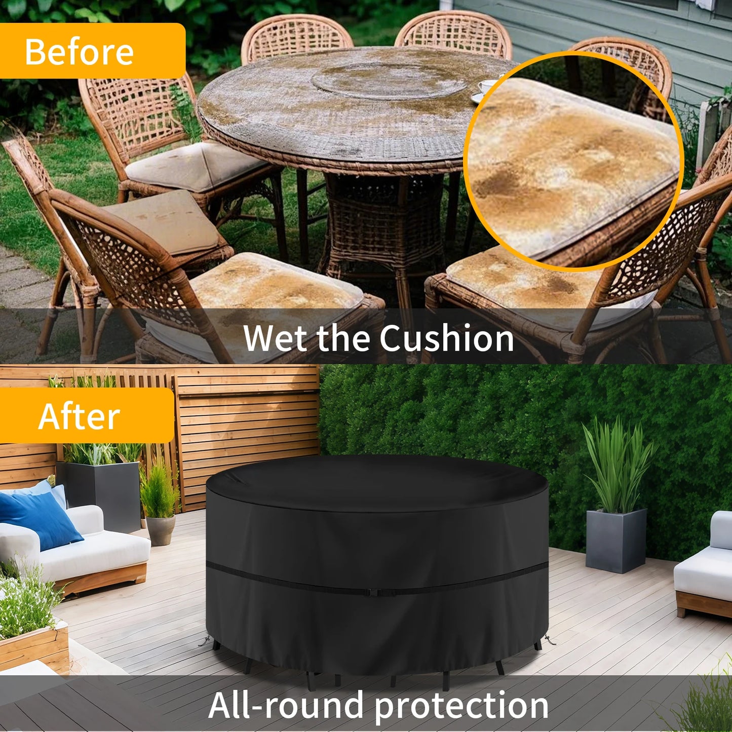 Outdoor Furniture Dust Cover 210D Oxford Cloth Garden Chair Cover Sofa Cover Waterproof Outdoor Patio Table Furniture Cover Peaceful Pleasures Health and Wellness