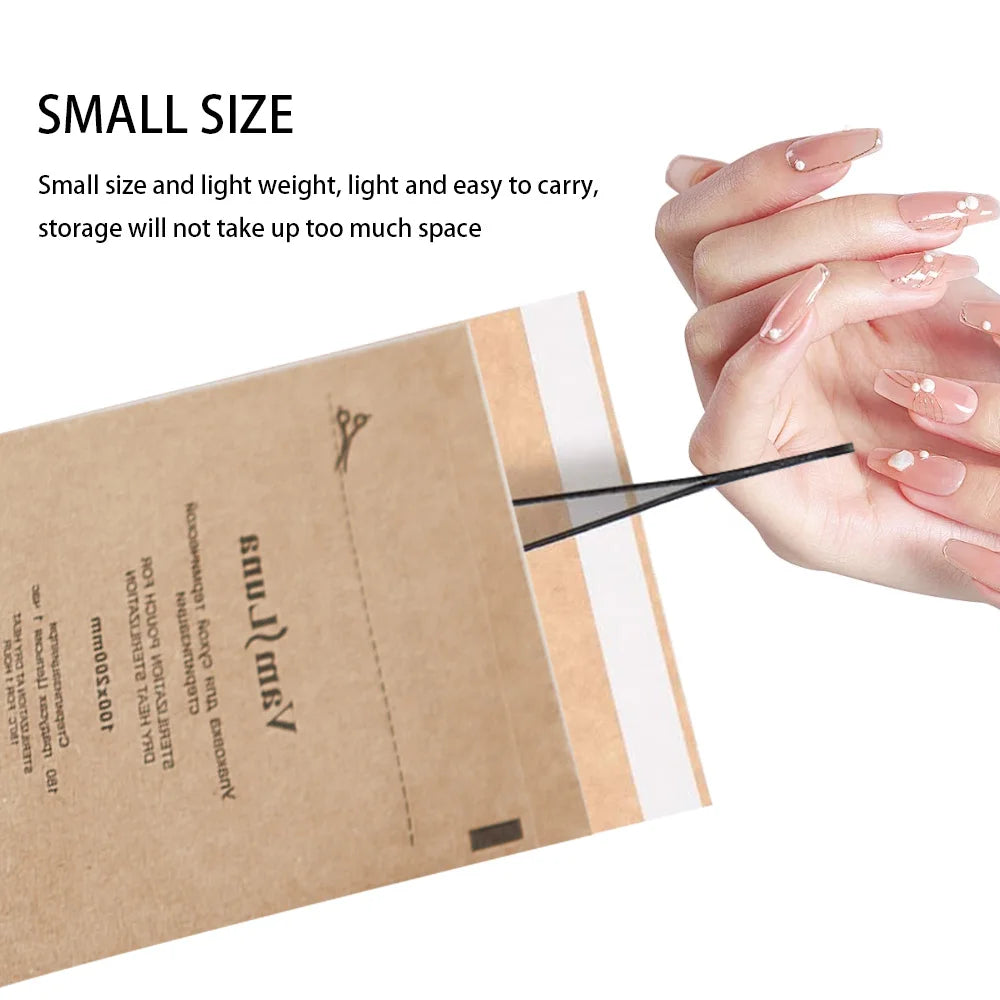 100-Pack Self-Sealing Kraft Sterilization Pouches 100x200mm