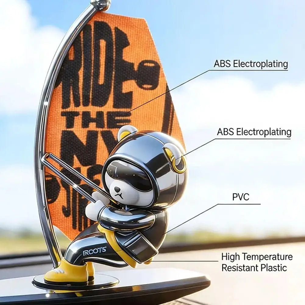 Creative Car Ornaments, Surfing Bears, Swinging And Rotating Cartoon Car Ornaments, Interior Decorative Items For Cars Peaceful Pleasures Health and Wellness