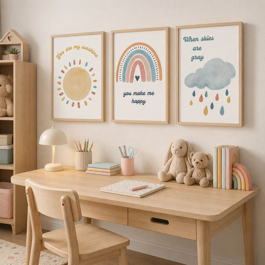 Nursery Rainbow Canvas Wall Art | Kids Room Nordic Print Canvas Wall Art Peaceful Pleasures Health and Wellness