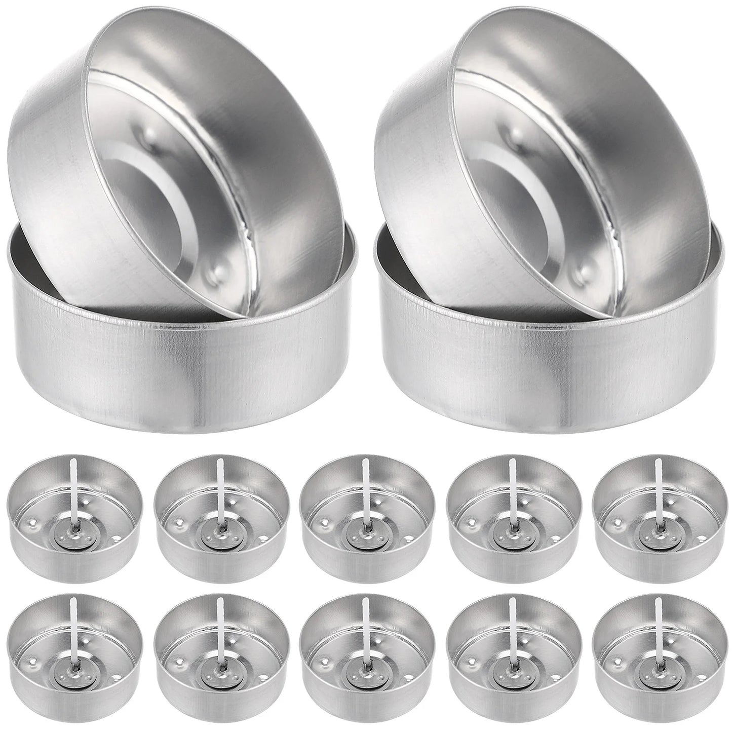150 Sets Aluminum Tea Light Cup Tea Light Tin Small Tealight Holder Molds Container Tealight Holder Mold Jars with Candles Wicks Peaceful Pleasures Health and Wellness Default Title