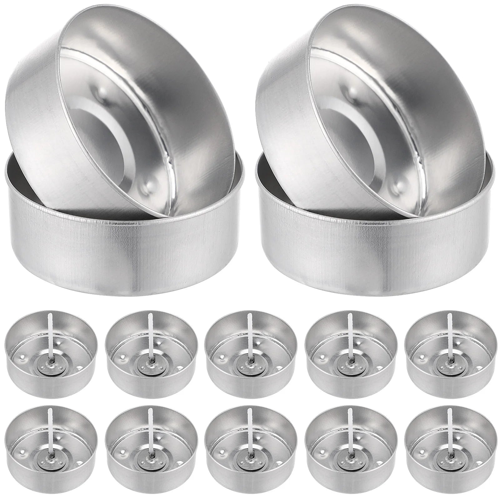 150 Sets Aluminum Tea Light Cup Tea Light Tin Small Tealight Holder Molds Container Tealight Holder Mold Jars with Candles Wicks Peaceful Pleasures Health and Wellness Default Title