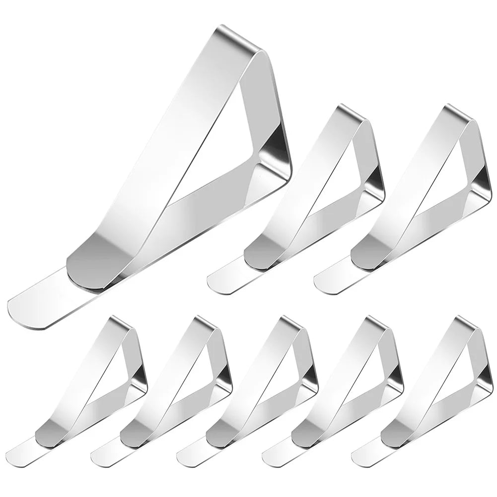 4/6/8Pcs Table Cloth Clips Stainless Steel Table Cloth Holding Clip Fits Up To 1.7” Thick Tables Windproof for Party Picnic BBQ Peaceful Pleasures Health and Wellness 8pcs