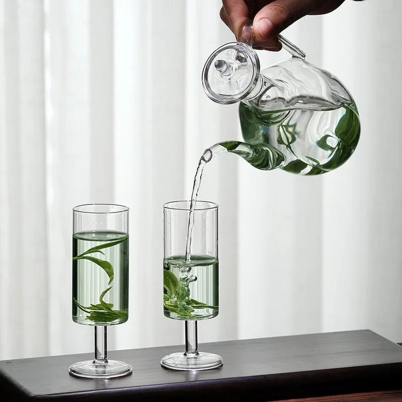 Transparent glass hand-held green tea teapot heat-resistant glass imperial concubine teapot retro boiling teapot Peaceful Pleasures Health and Wellness