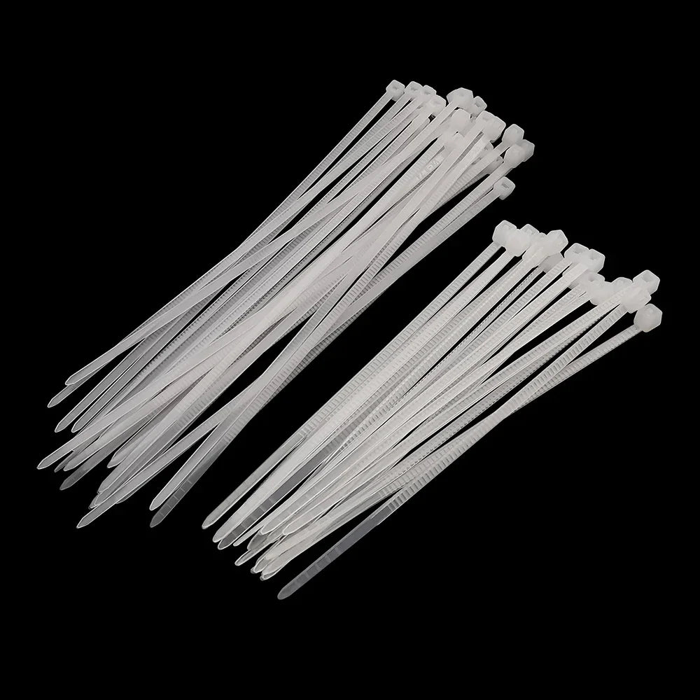 100Pcs White Nylon Self-Locking Cable Ties | Multi-Size Wire Organiser Nylon Cable Ties Peaceful Pleasures Health and Wellness