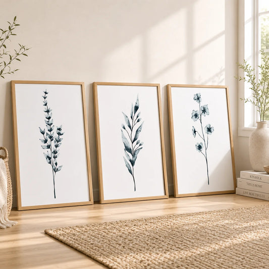 Nordic Botanical Green Leaf Canvas Print | Minimalist Wall Art Botanical Canvas Print Peaceful Pleasures Health and Wellness