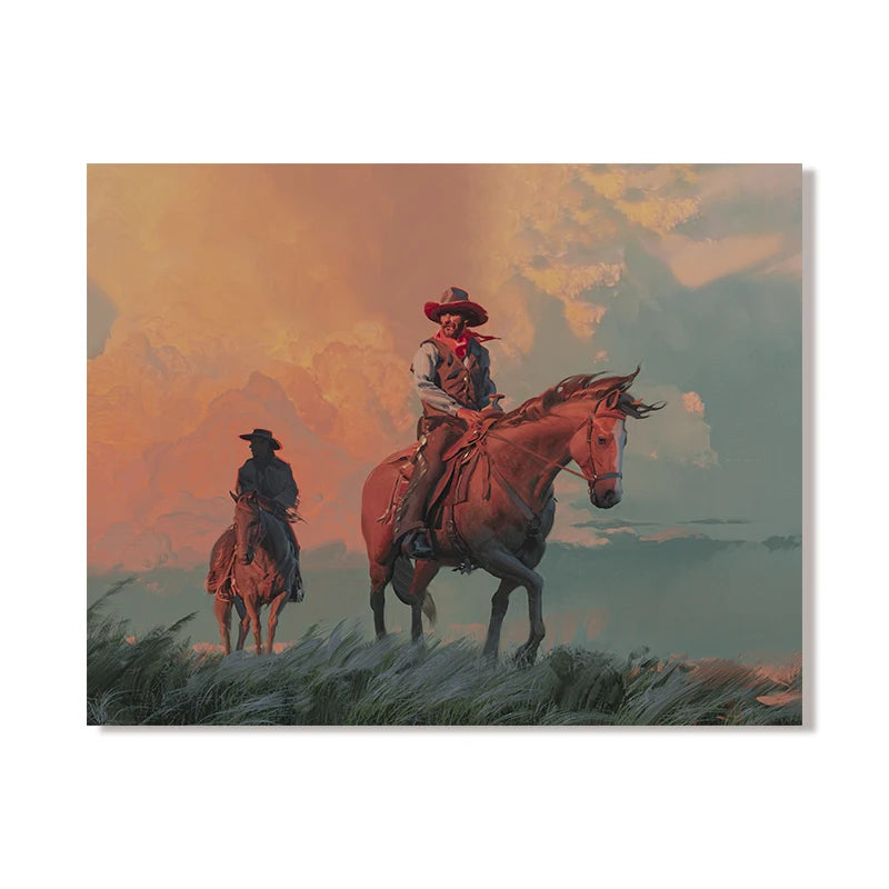 Vintage Cowboy Canvas Print | Rustic Western Wall Art Canvas Wall Art Peaceful Pleasures Health and Wellness 2 30x40cm Unframed