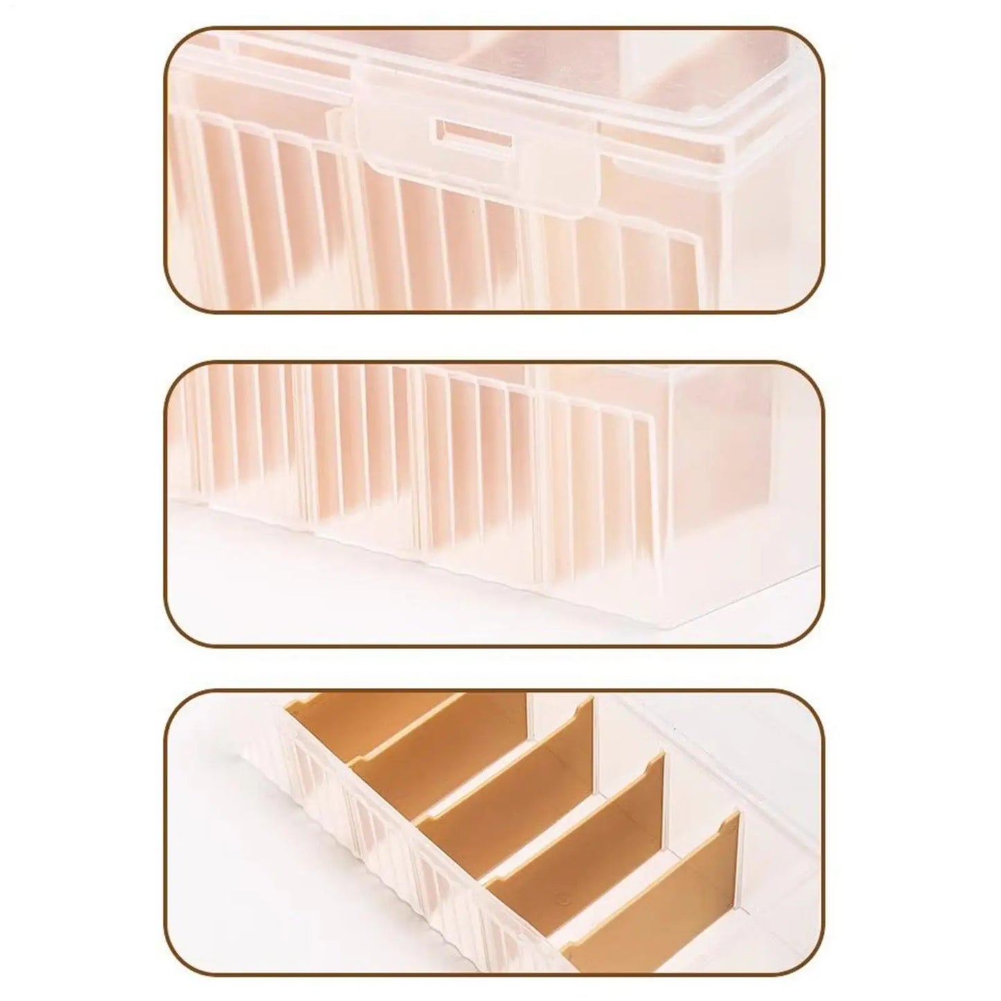 Clear Plastic Card Storage Box with Adjustable Dividers