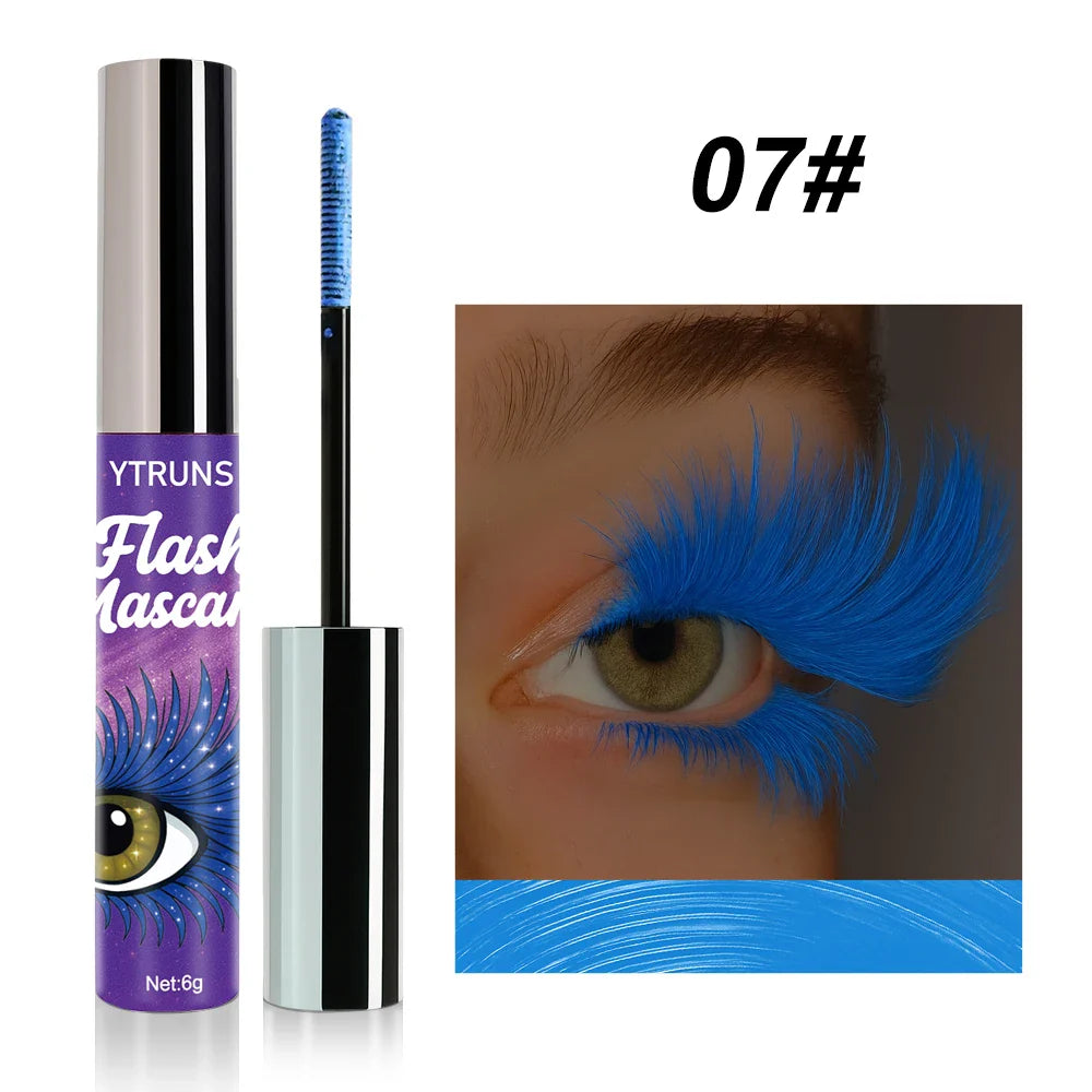 7 Color Shimmer Glitter Mascara – Waterproof Lengthening Formula