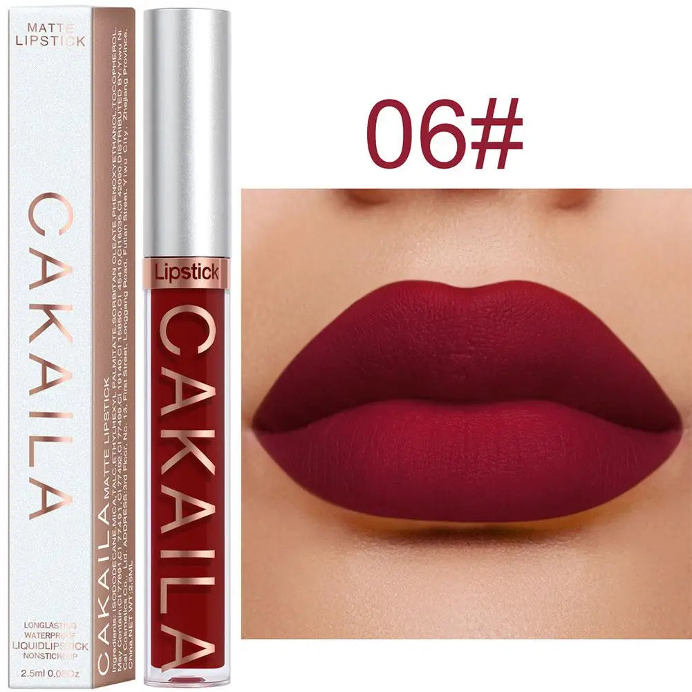 CAKAILA Velvet Matte Liquid Lipstick – Long-Lasting Waterproof Nude & Red Lip Gloss | 18 Colors 2.5ml Peaceful Pleasures Health and Wellness 06