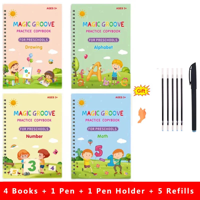 Magic Groove Practice Copybook Pen Kids Calligraphy Reusable Writing