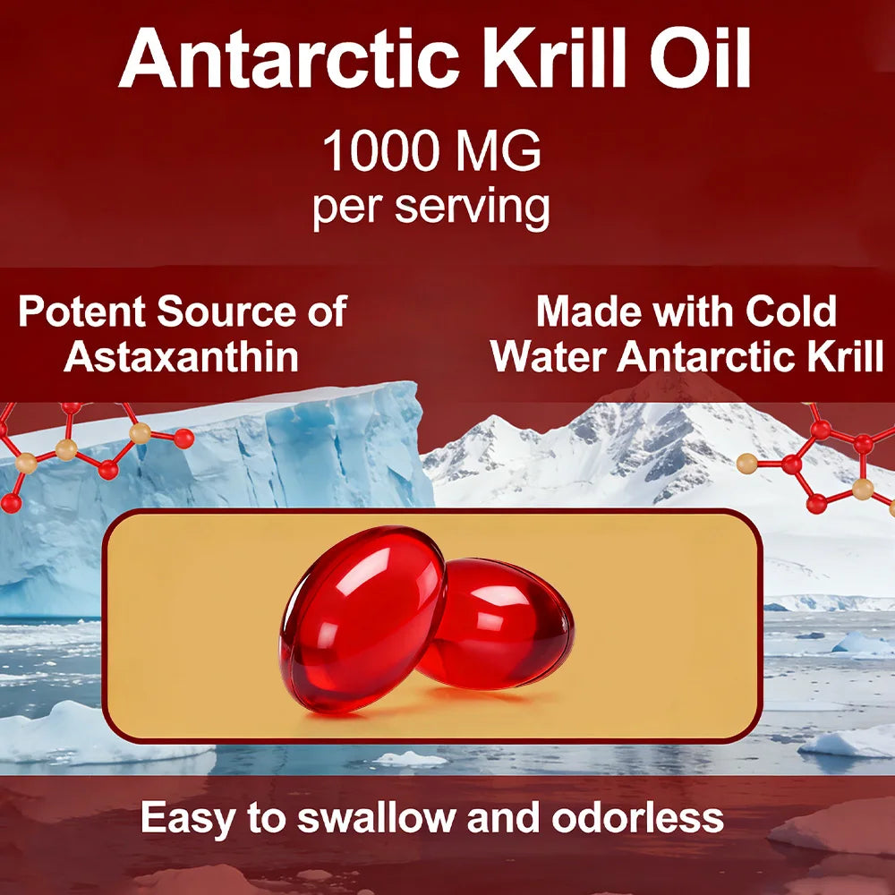Antarctic Krill Oil 1000mg | Omega-3 EPA DHA & Astaxanthin