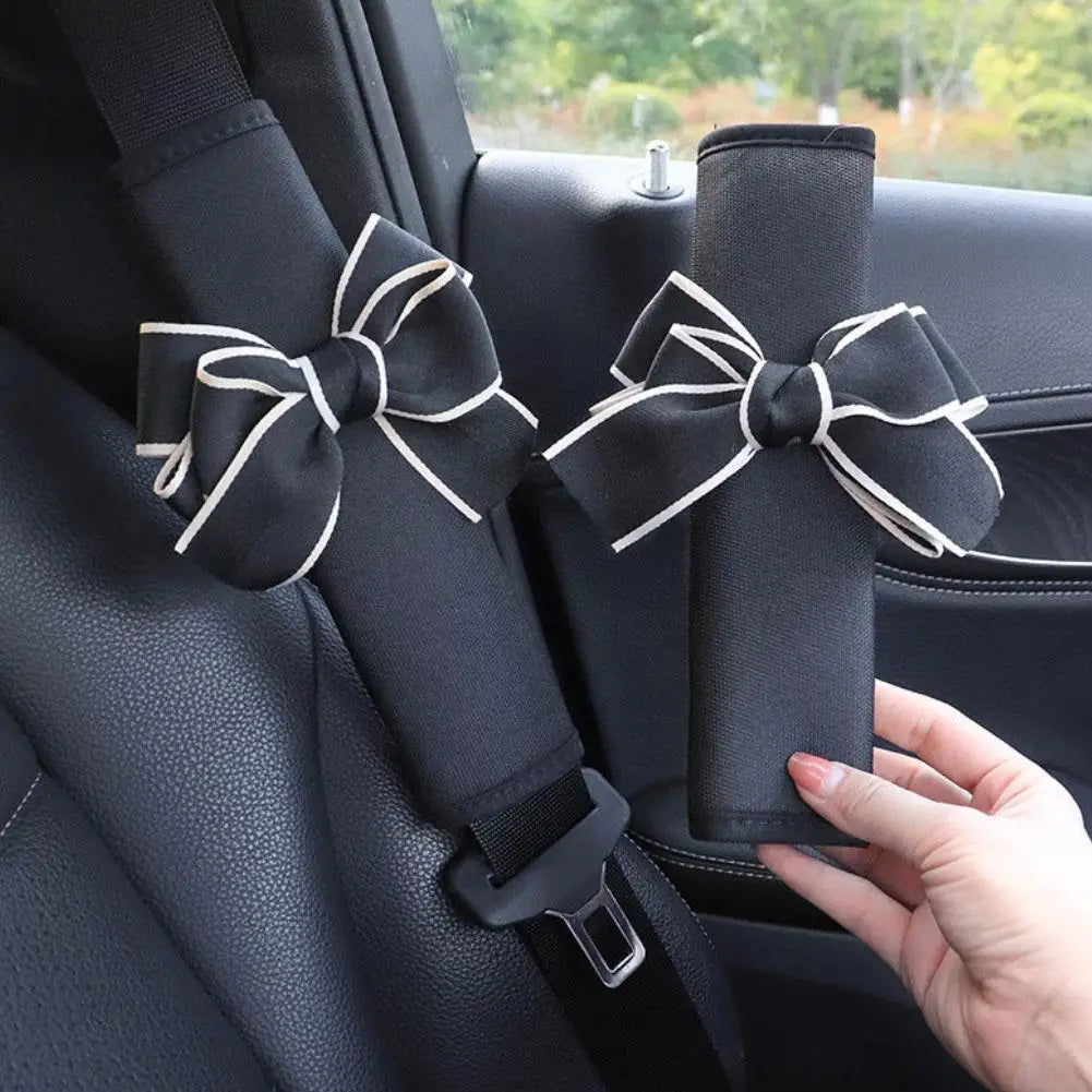 Cartoon Cute Seat Belt Shoulder Cover Bow Knot Car Decoration Supplies Set Interior Peaceful Pleasures Health and Wellness