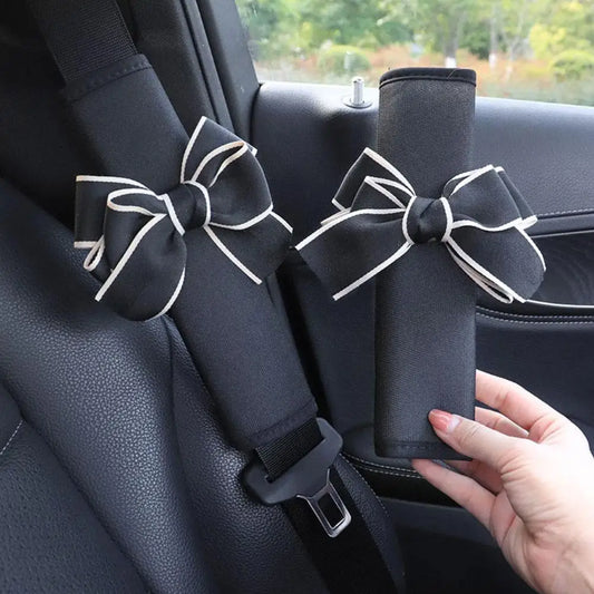 Cartoon Cute Seat Belt Shoulder Cover Bow Knot Car Decoration Supplies Set Interior Peaceful Pleasures Health and Wellness