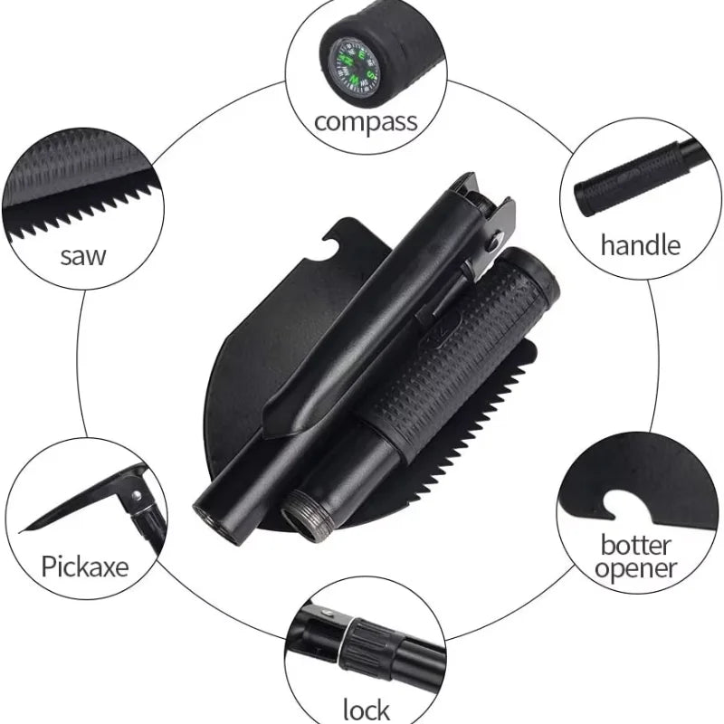 Camping Foldable Shovel Folding Garden Tool Stainless Steel Mini For Hoe Tools Farm Equipment Multifunctional Gardening Tactical Peaceful Pleasures Health and Wellness