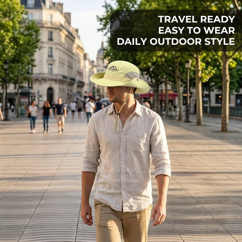 Unisex Quick Dry Fisherman Hat Lightweight Breathable Sun Hat for Spring Summer Anti-UV Outdoor Camping Hiking Mountaineering Peaceful Pleasures Health and Wellness