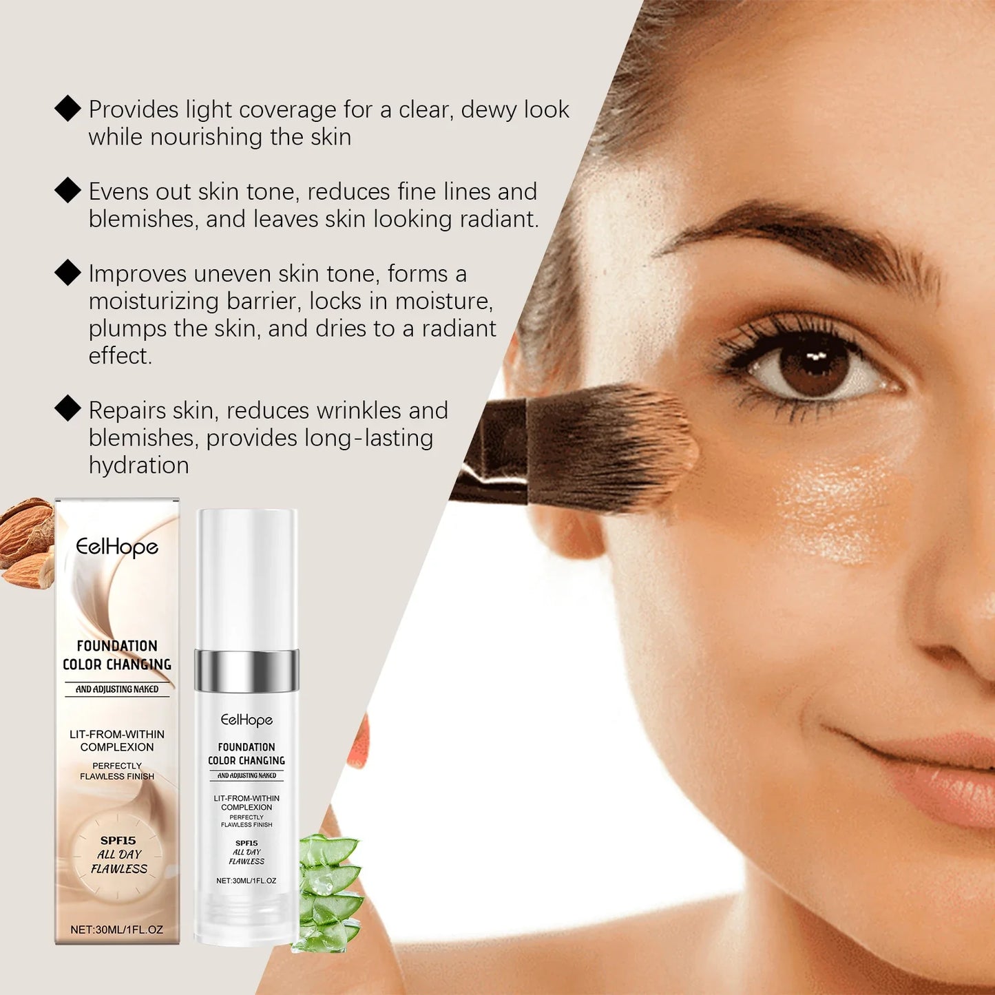 Eelhope Hydrating Liquid Foundation – Dewy Finish, 30ml
