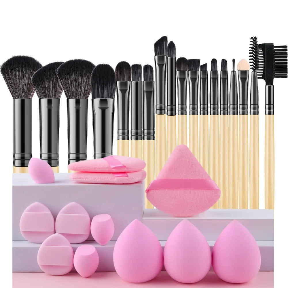 18-Piece Professional Makeup Brush Set – Kabuki & Blending Kit