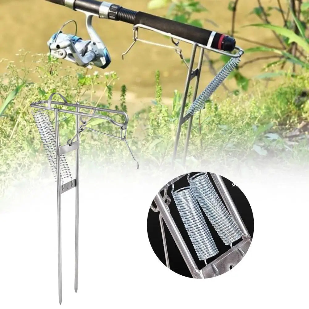 Automatic Spring Fishing Rod Holder Portable Foldable Stand for Outdoor Bank Fishing Ground Insert Fishing Pole Support Bracket Peaceful Pleasures Health and Wellness