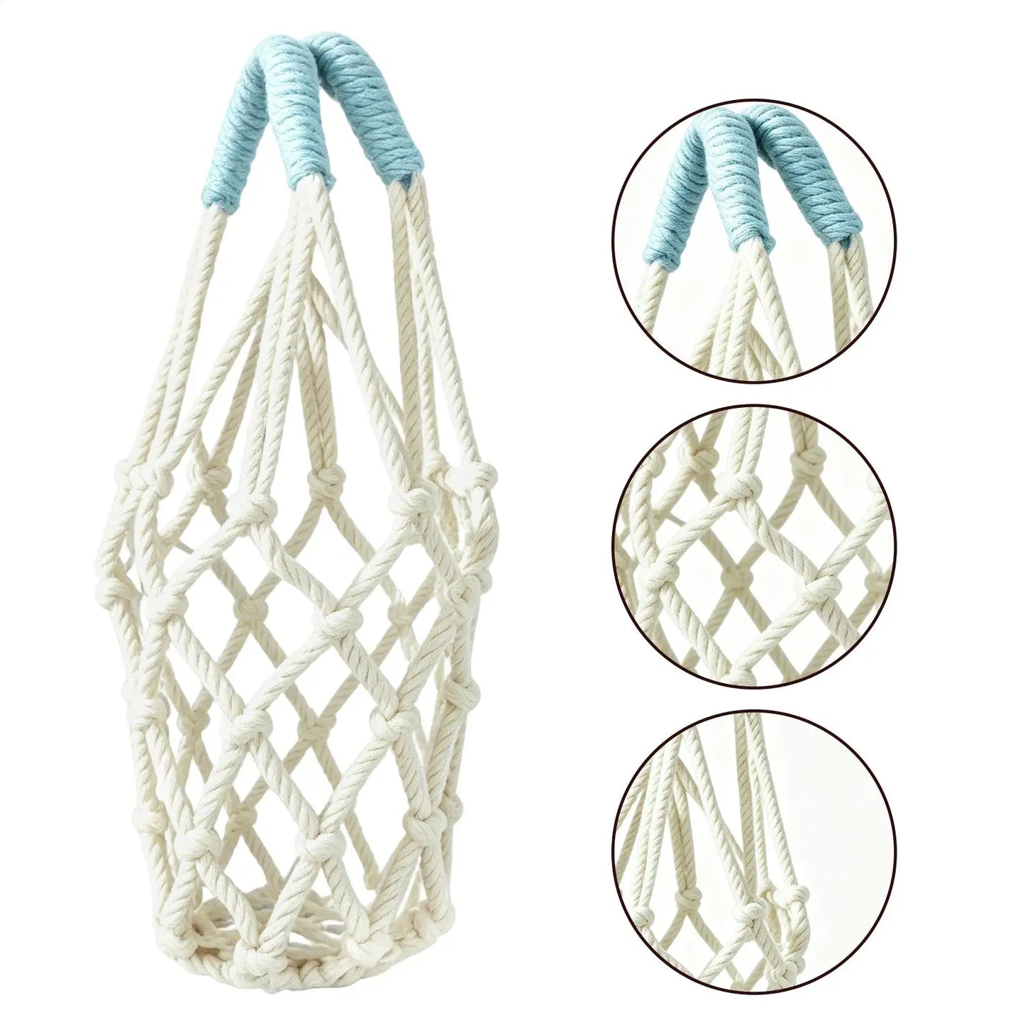 Handwoven Water Bottle Carrier Bag – Foldable Mesh Cup Holder