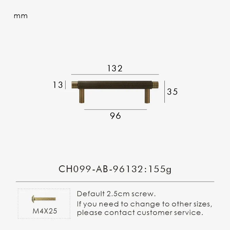 Solid Brass Linear T-Bar Cabinet Handle & Drawer Pull | Multi-Size