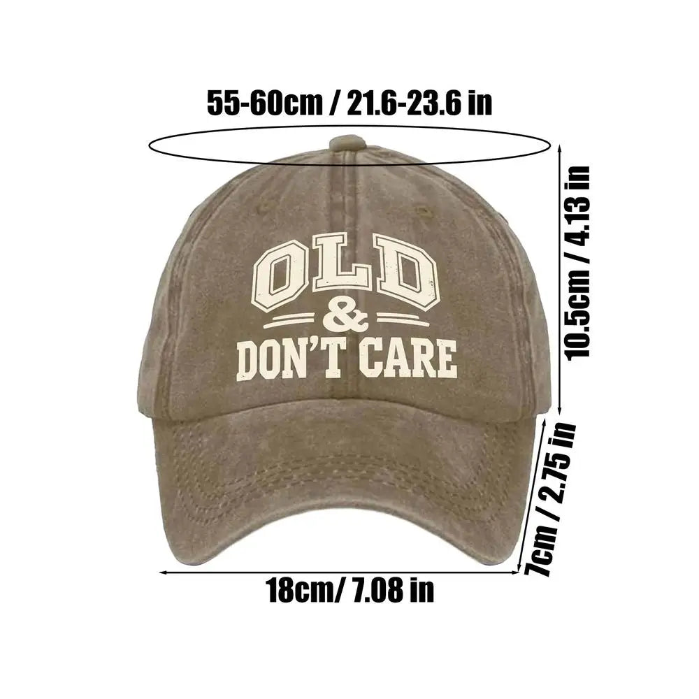 Vintage Distressed Baseball Cap | "Old Don't Care" Unisex Hat