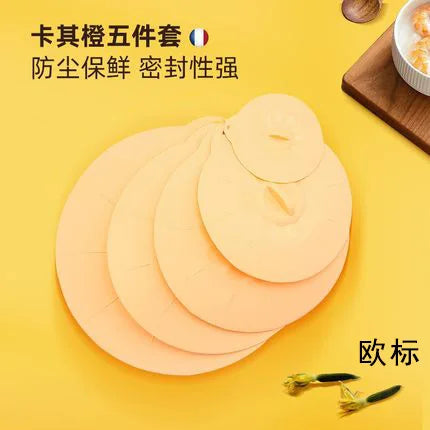 Reusable Silica Gel Spill Stopper Cover Universal Silicone Food Bowl Pot Lid Silicone Cover Pan Cooking Kitchen Accessories DC05 Peaceful Pleasures Health and Wellness 5PCS-Yellow