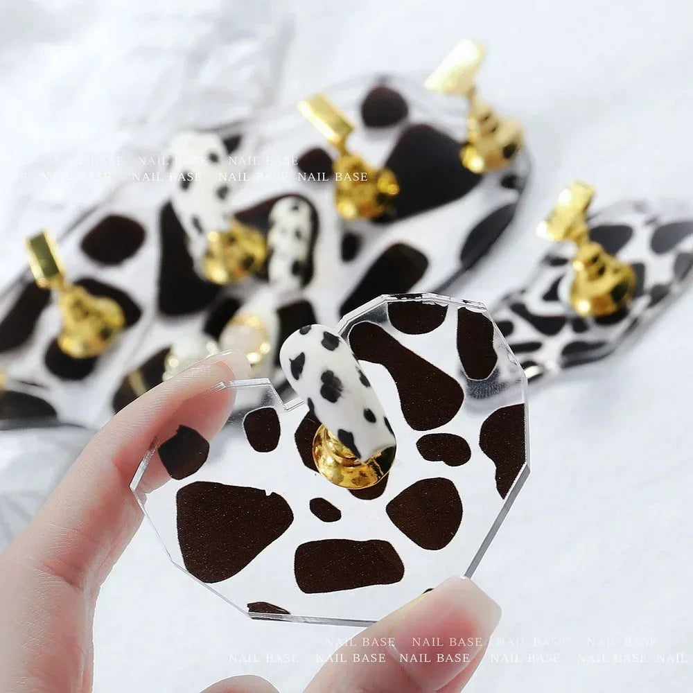 Small Cow Holder, 1pcs Nail Art Practice Stand, Magnetic Tips, UV Gel Polish Color Chart Peaceful Pleasures Health and Wellness
